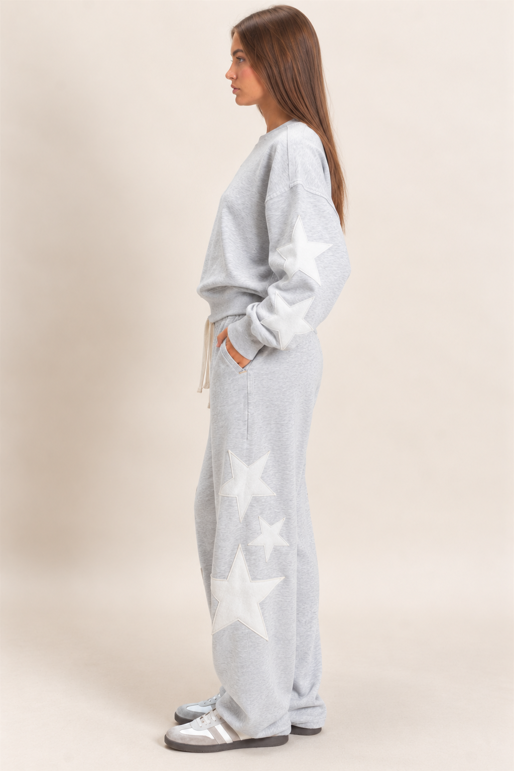Varsity Star Sweat Set - Heather Gray