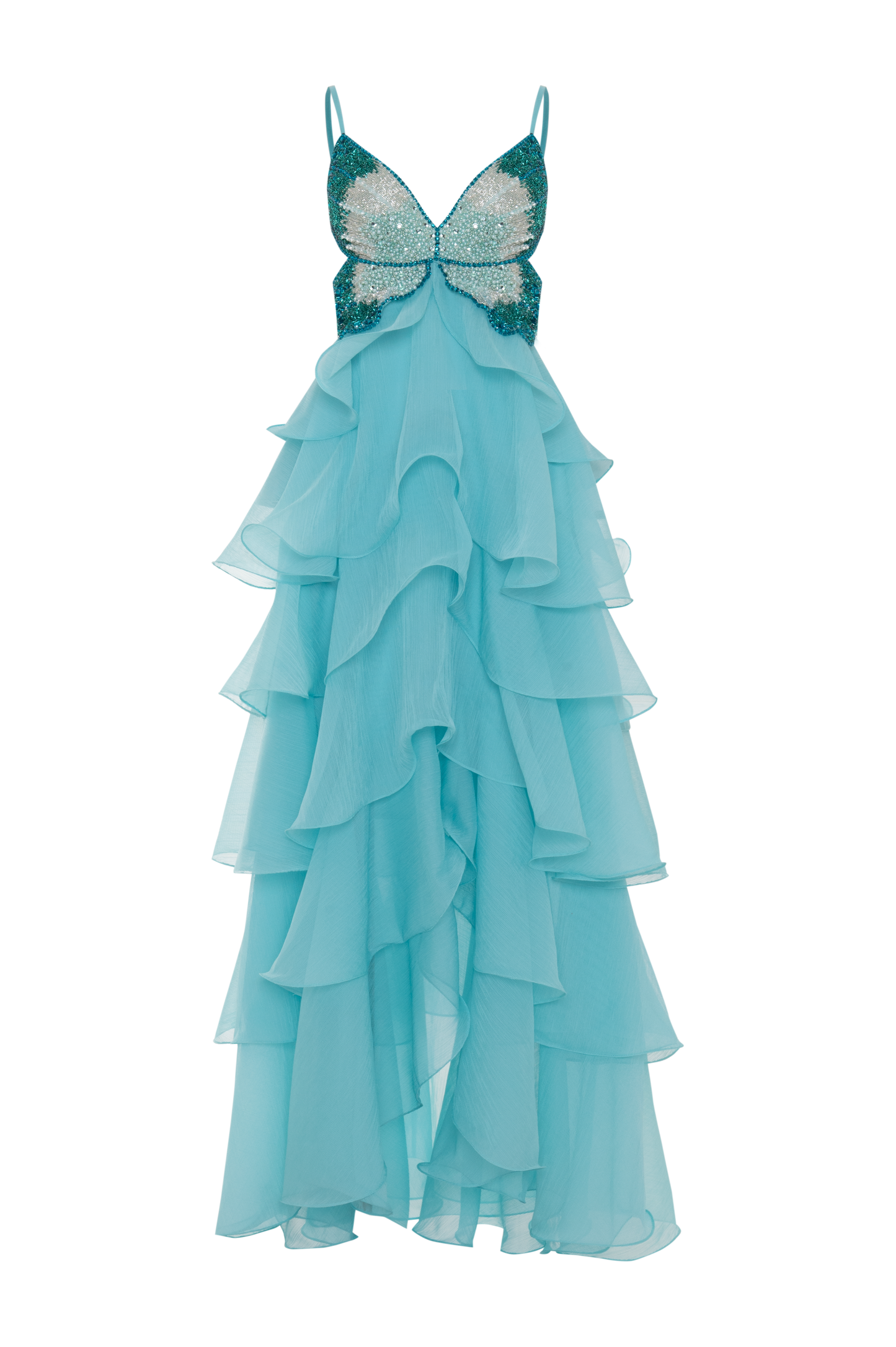 LONG BLUE LOVESTRUCK CHIFFON DRESS