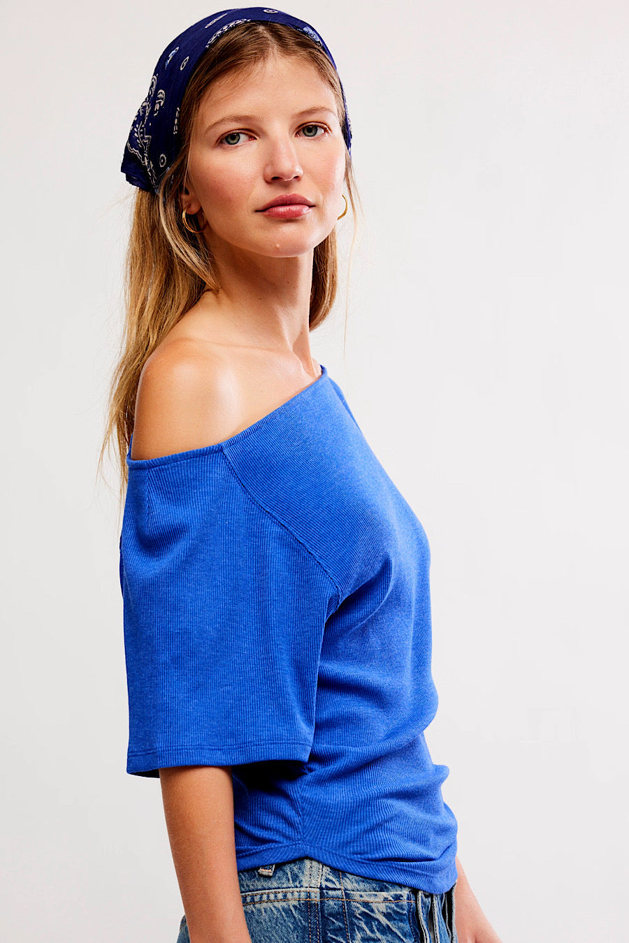 Lucy Off The Shoulder Tee-Violet Splendor