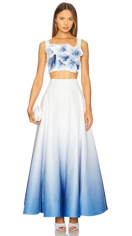 Blue Bloom Crop Top & Maxi Skirt Set