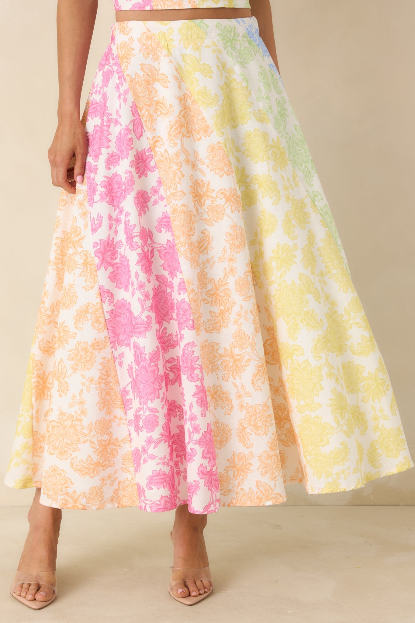 Pastel Floral Crop Top & Skirt Set