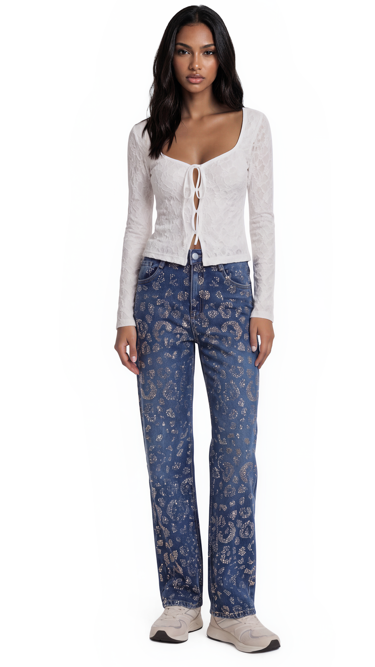Leopard Crystal Straight Leg Jeans - Bronze – women's jeans