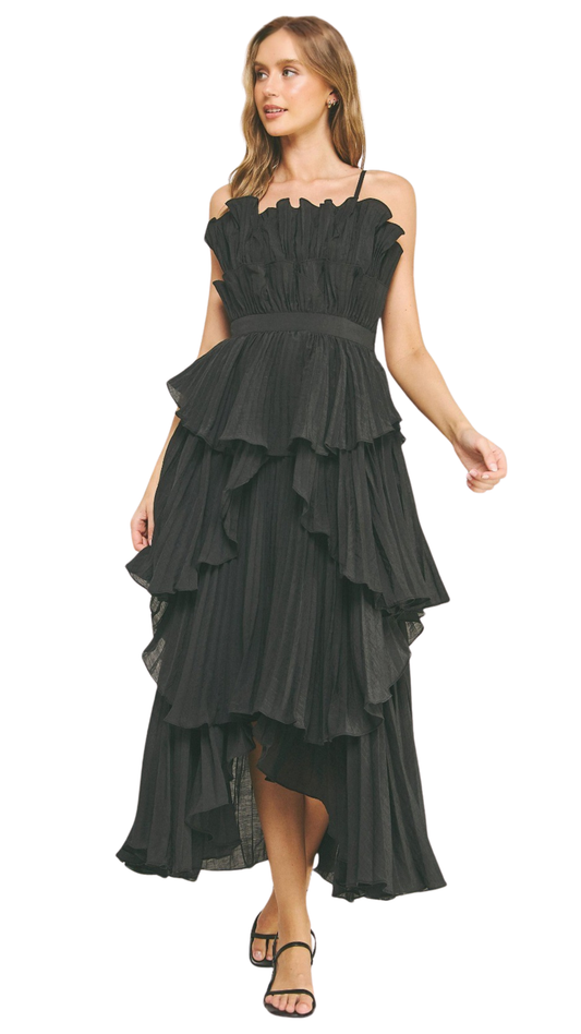 Noir Ruffle High-Low Dress
