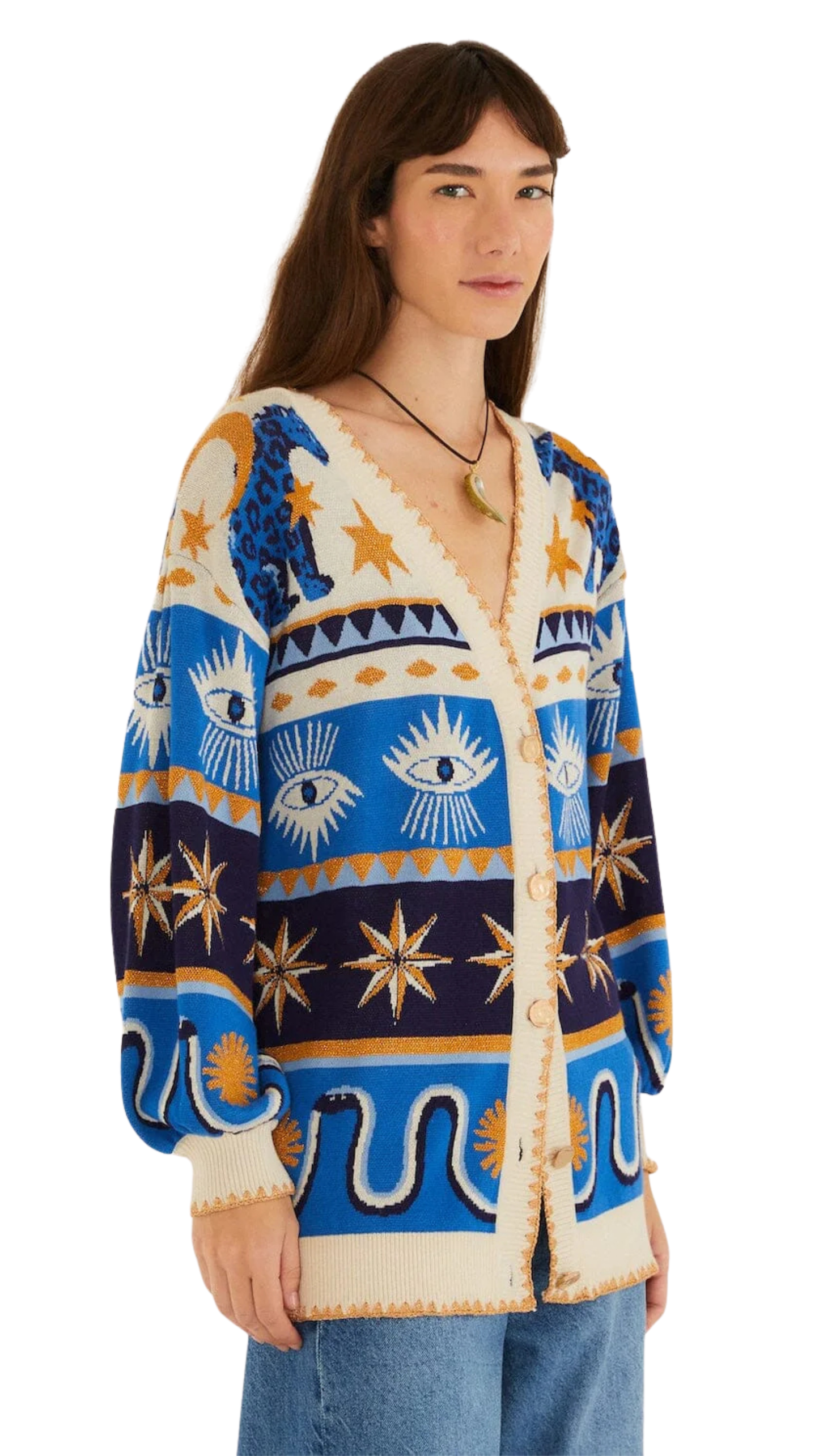 Mixed Mystical Ainika Buttoned Knit Cardigan