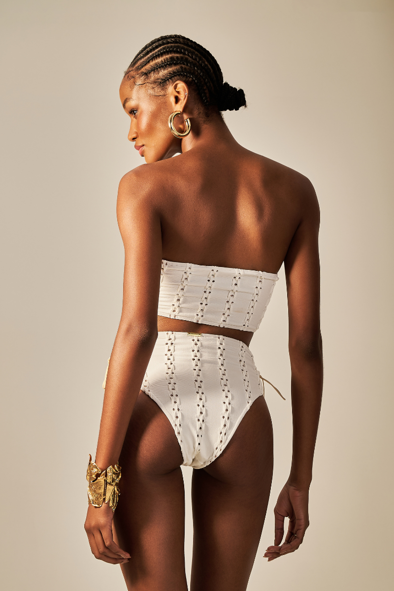 OFF-WHITE LACE TEXTURED LADY BIKINI