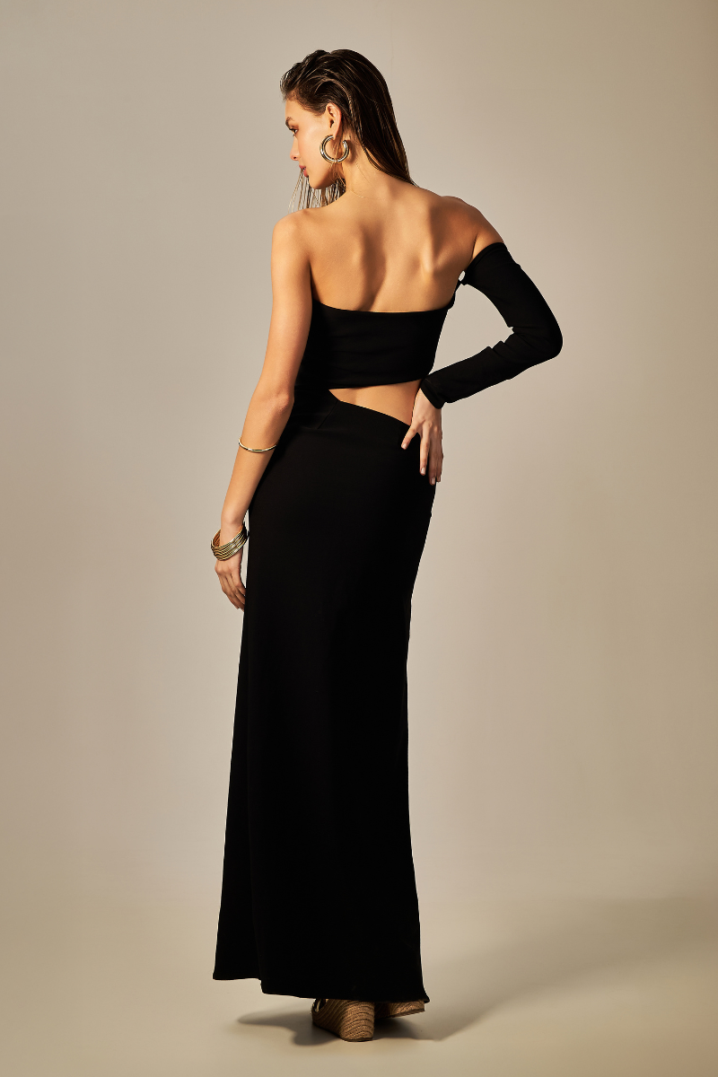 TOMMY TEXTURED BLACK DRESS