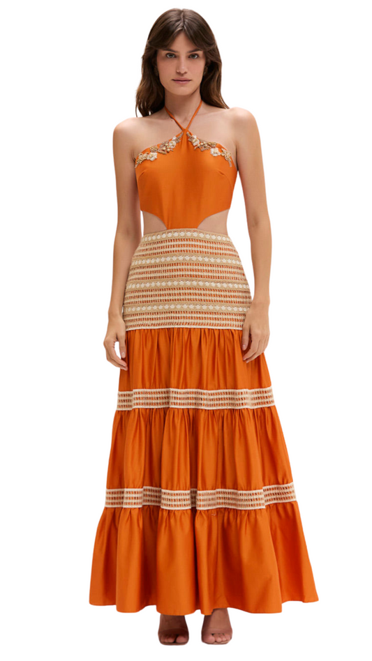 AMARANTH MAXI DRESS-ORANGE