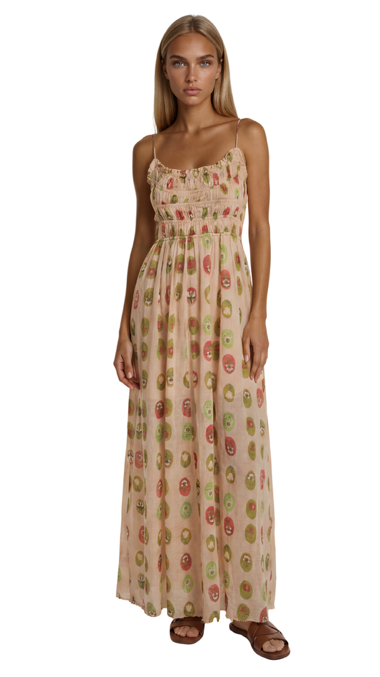 Ciella printed midi dress in dusty pink combo