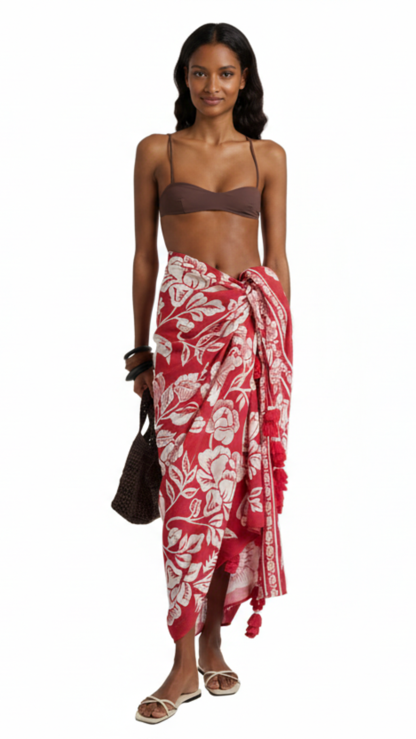 Cashew And Birds printed cotton beach cover-up