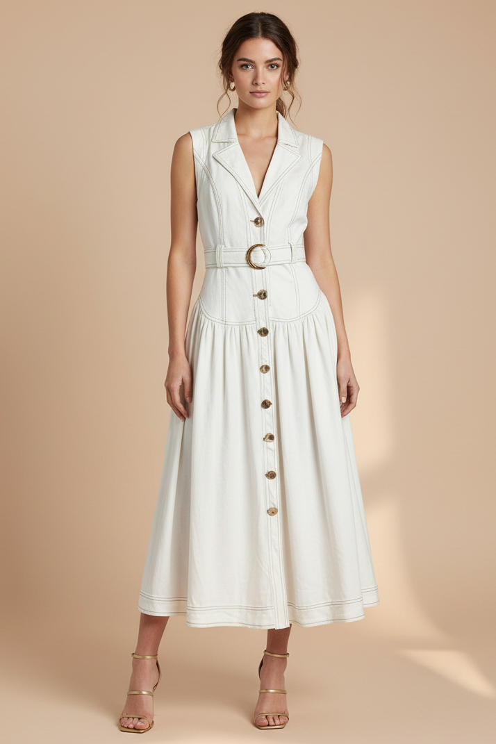 Genevieve Denim Belted Dress