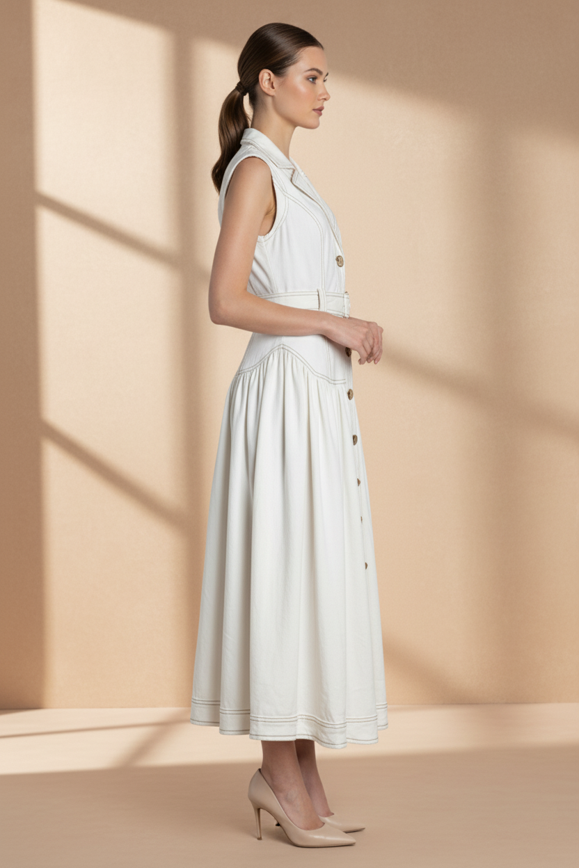 Genevieve Denim Belted Dress