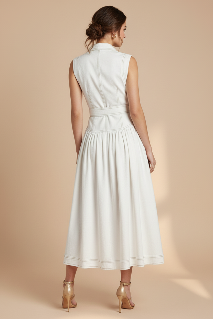 Genevieve Denim Belted Dress