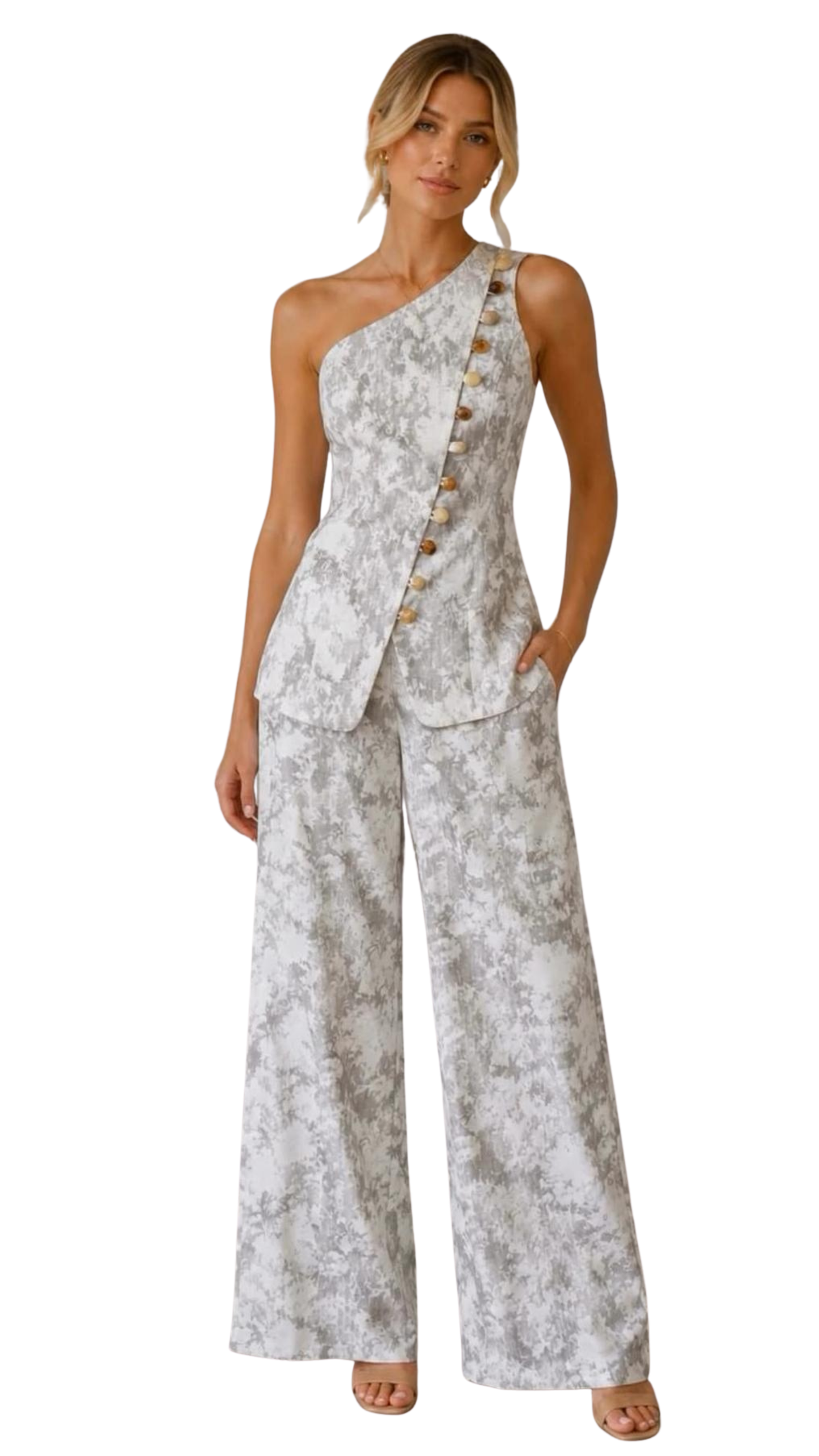 Riviera One-Shoulder Jacquard Set