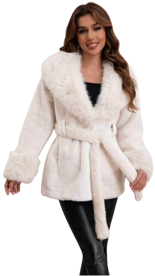 Snowfall Plush Wrap Faux Fur Jacket