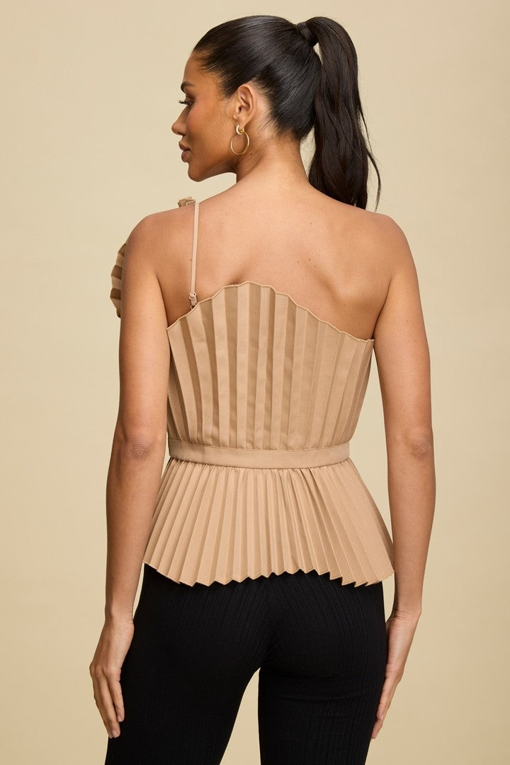 Nude Fan Pleat Top