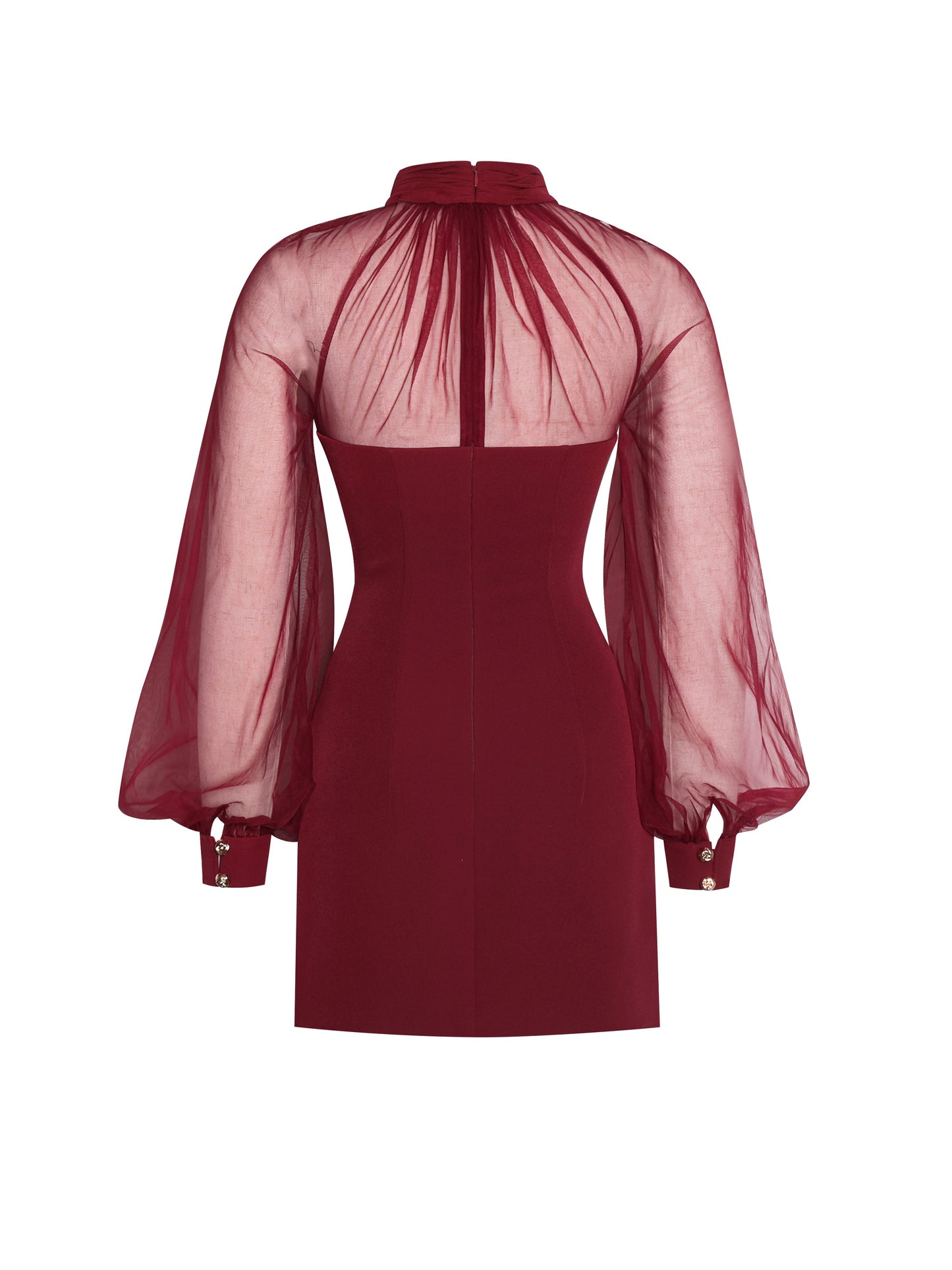 Crimson Sheer Sleeve Mini Dress