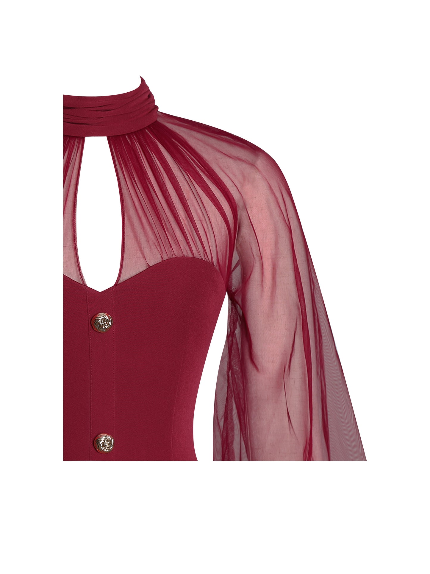 Crimson Sheer Sleeve Mini Dress