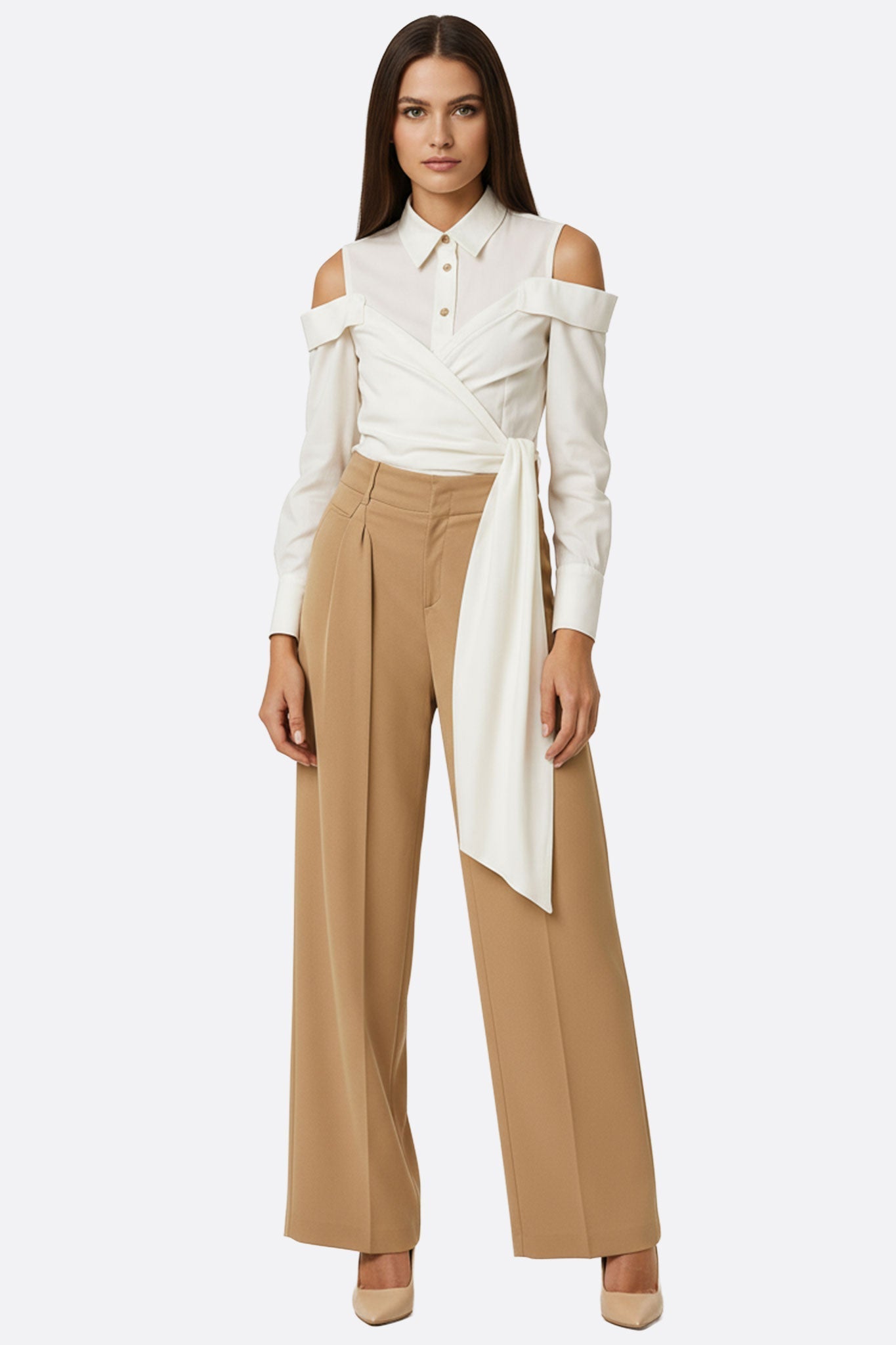 Asymmetric Wrap Off-Shoulder Shirt