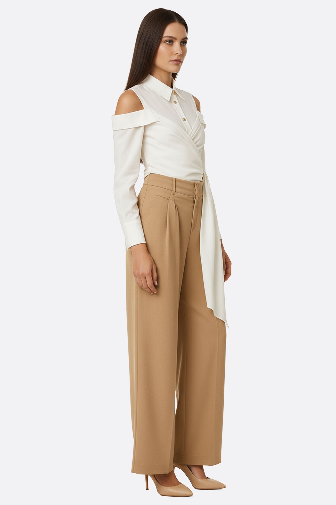 Asymmetric Wrap Off-Shoulder Shirt