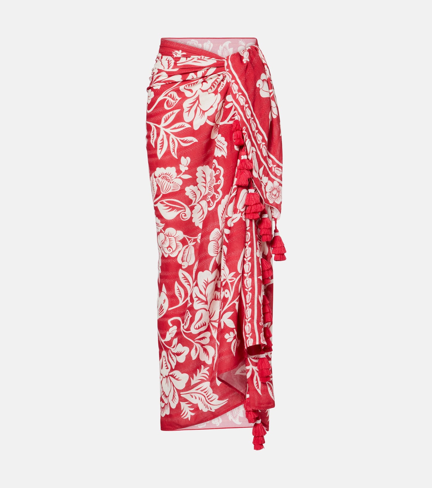 Cashew And Birds printed cotton beach cover-up