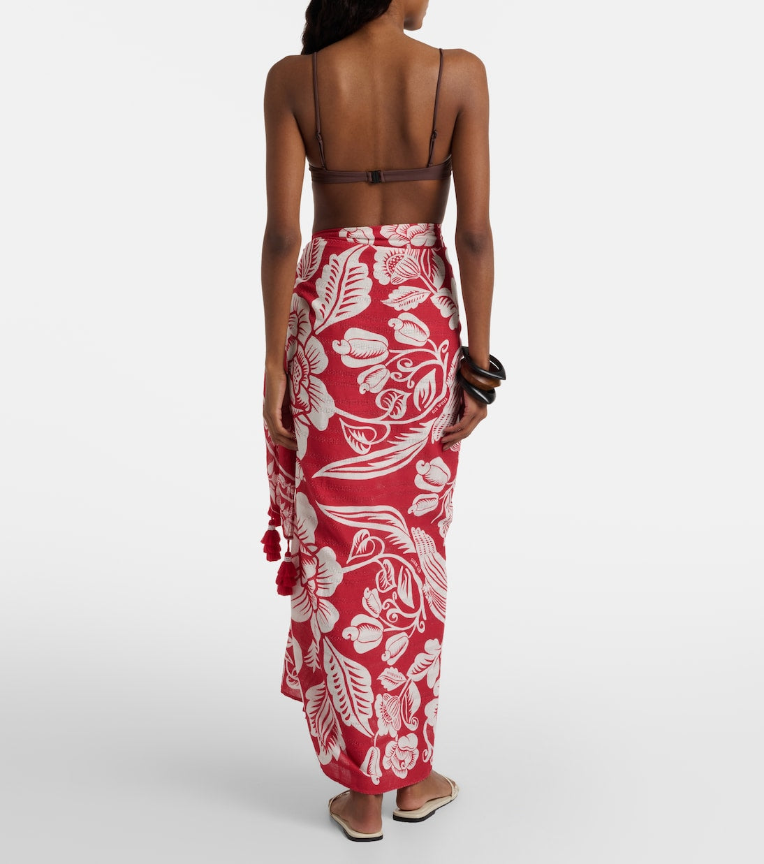 Cashew And Birds printed cotton beach cover-up