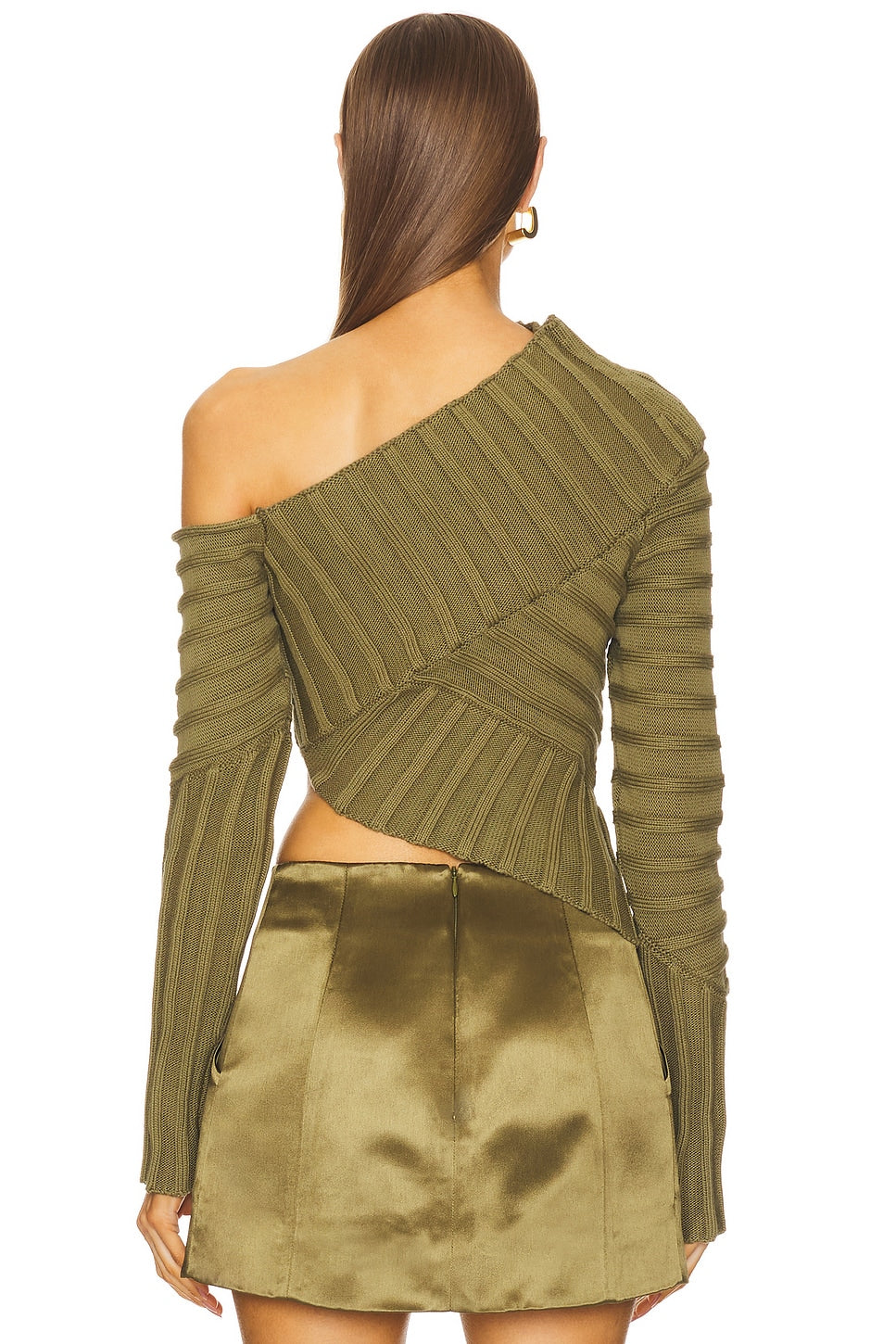 Olive Off-Shoulder Ribbed Top