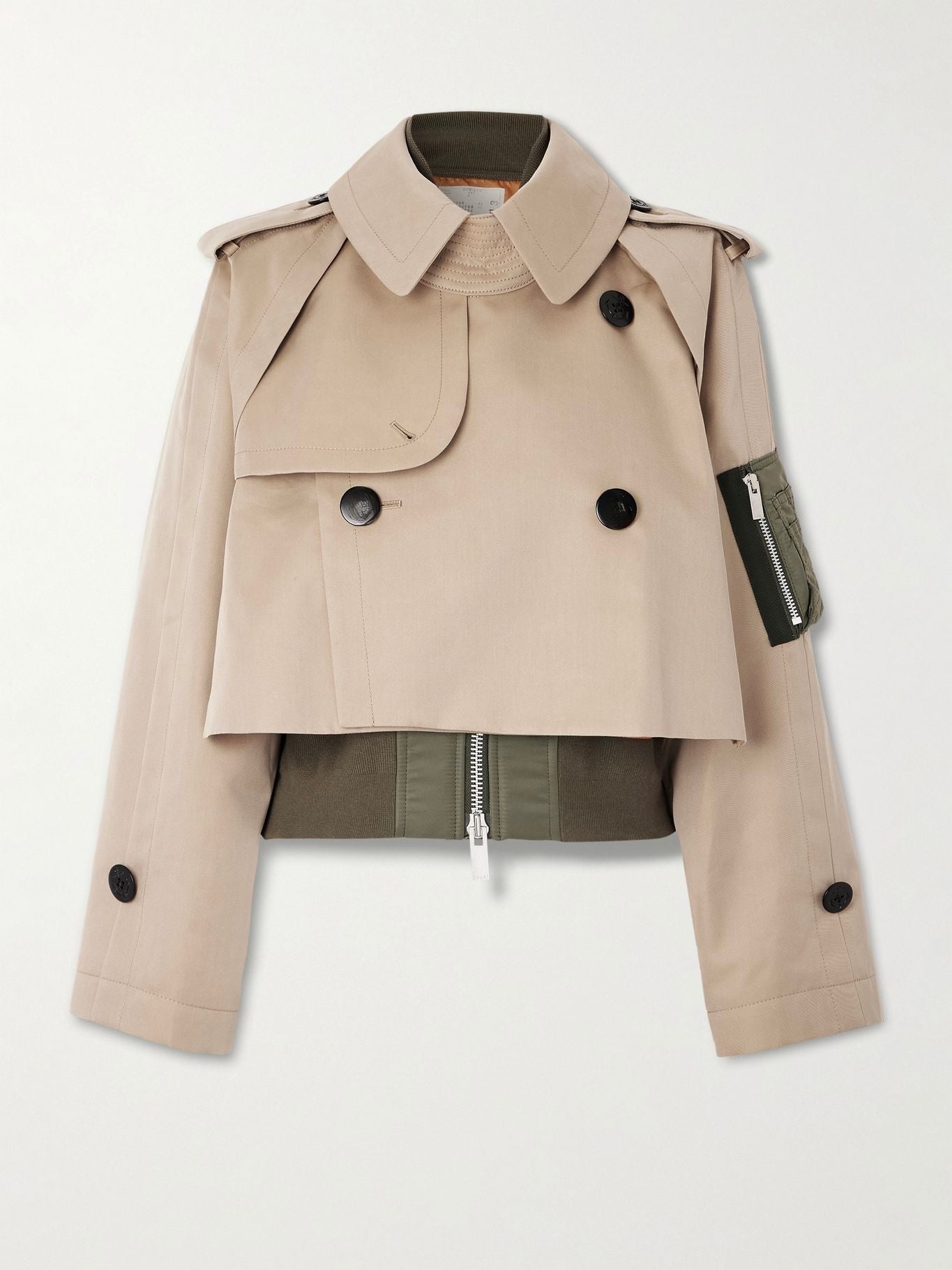Trench Cropped Gabardine Bomber Jacket