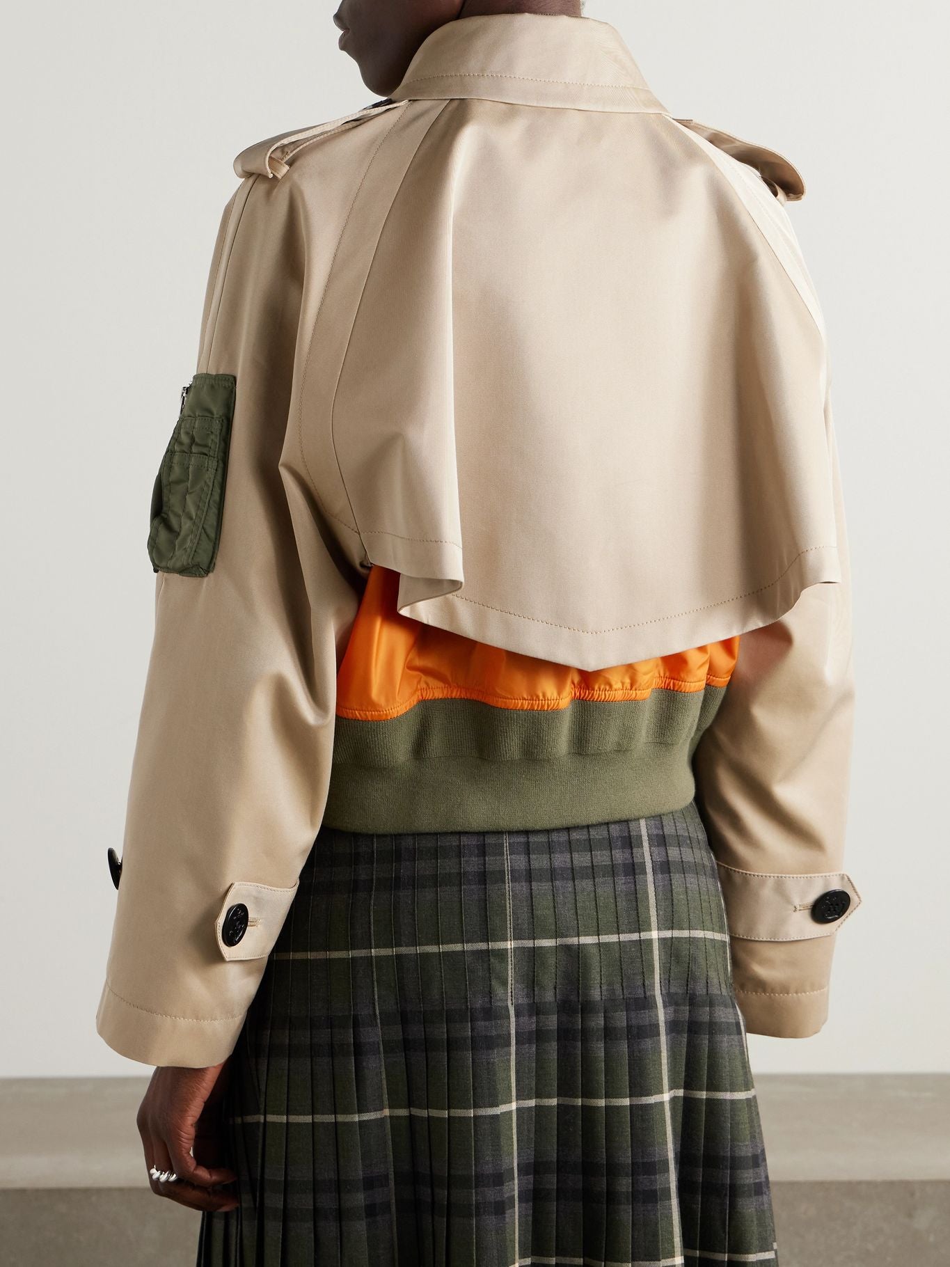 Trench Cropped Gabardine Bomber Jacket