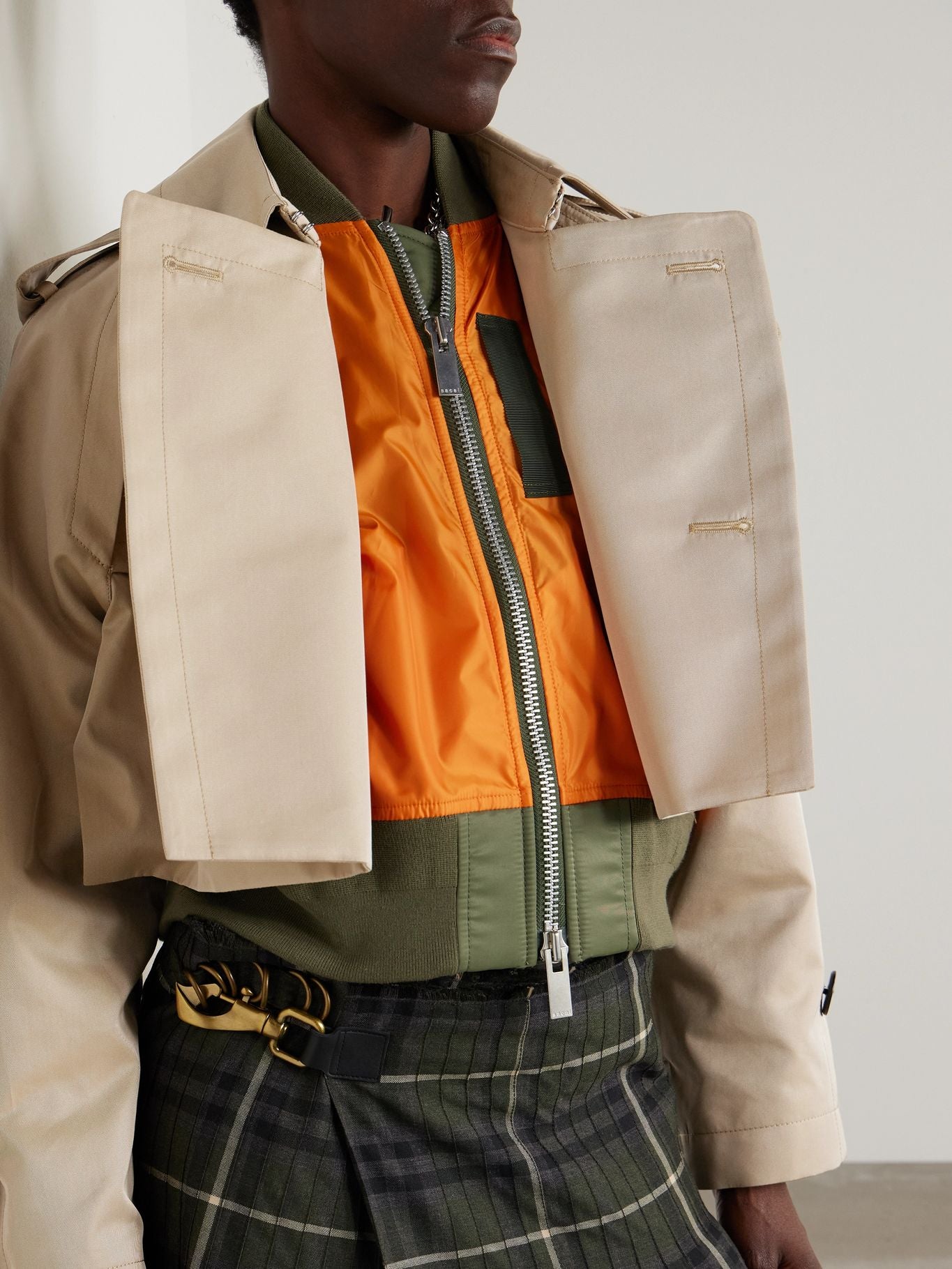 Trench Cropped Gabardine Bomber Jacket