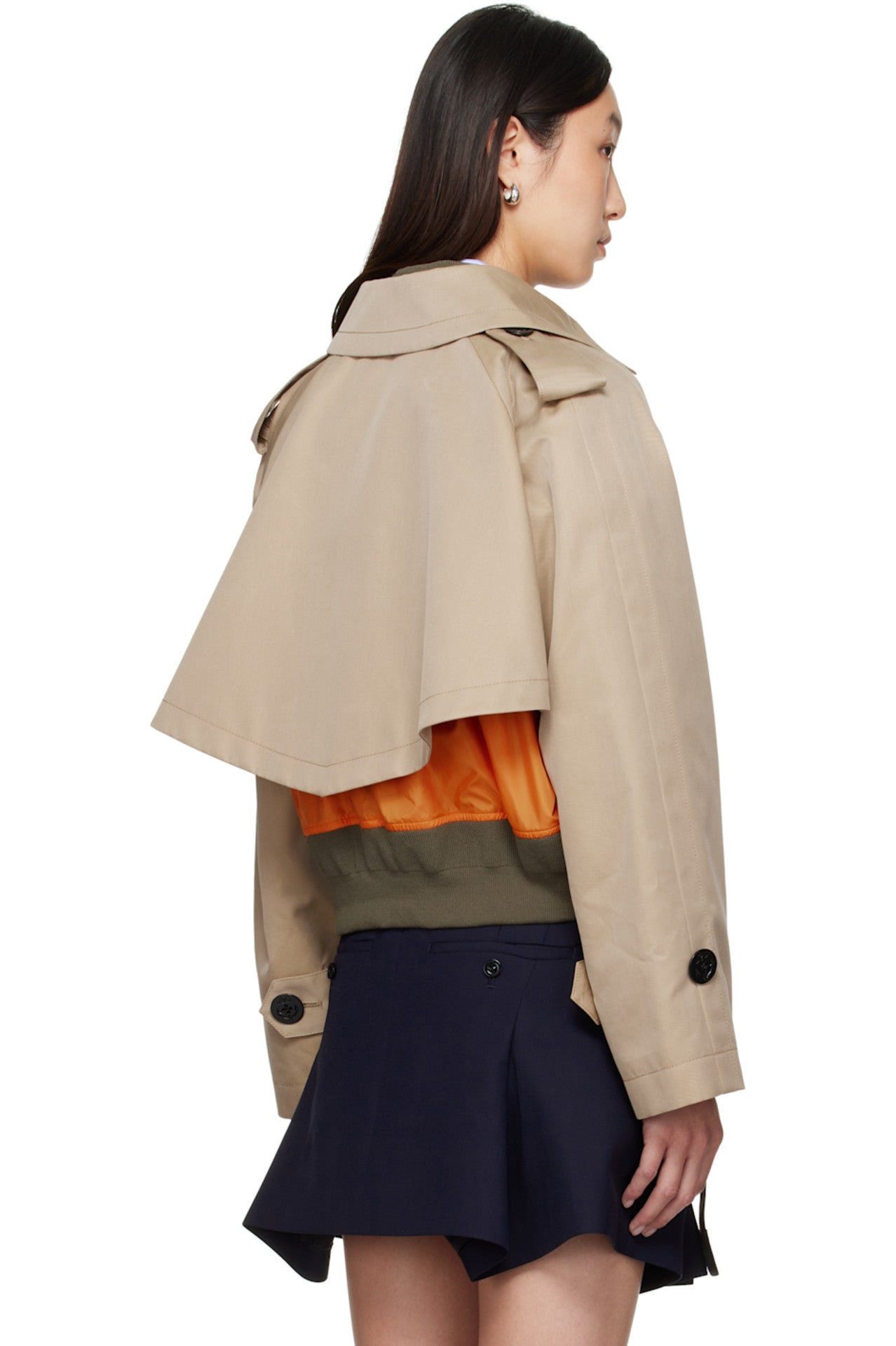 Trench Cropped Gabardine Bomber Jacket