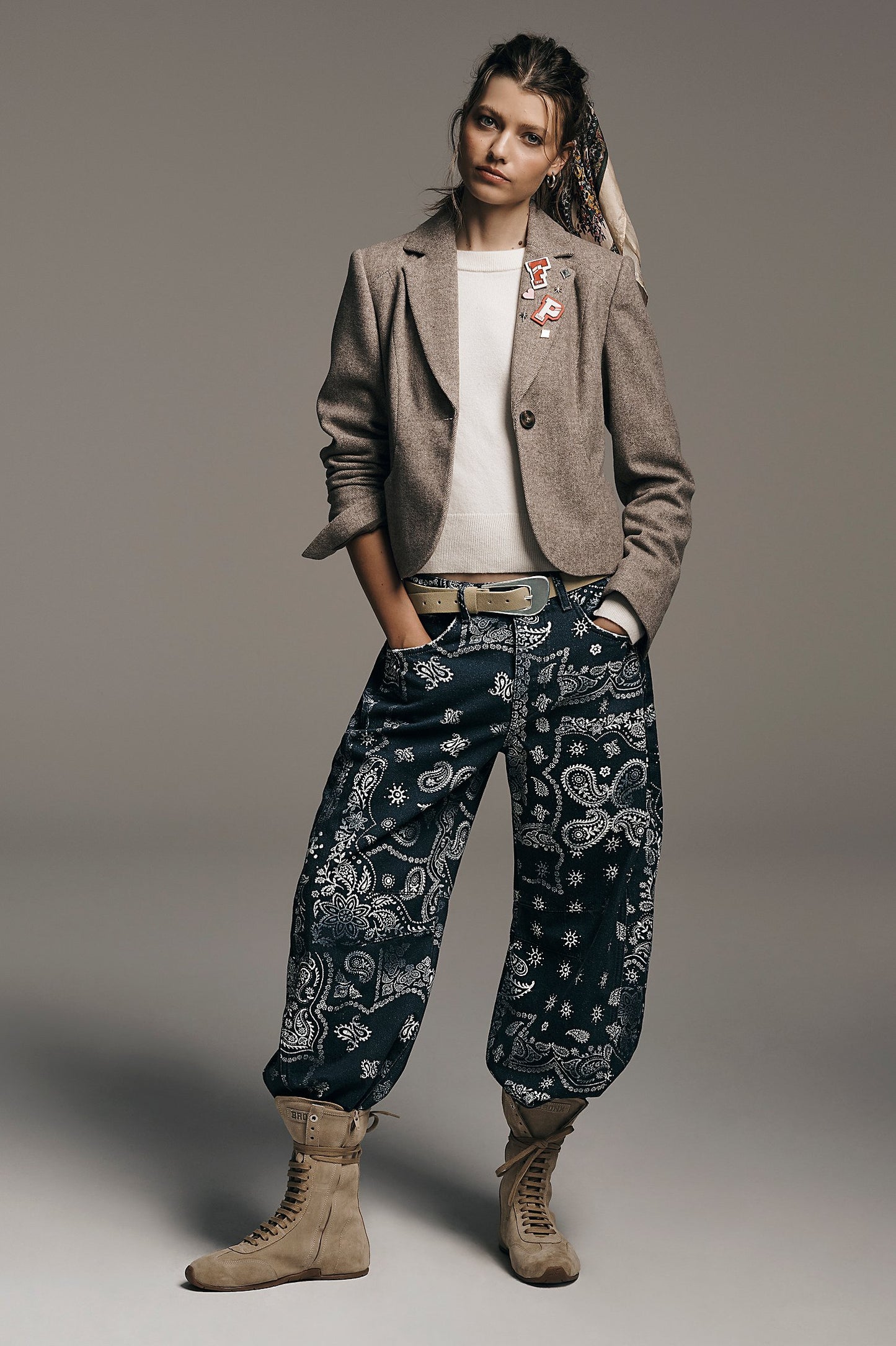 We The Free Good Luck Printed Barrel Jeans