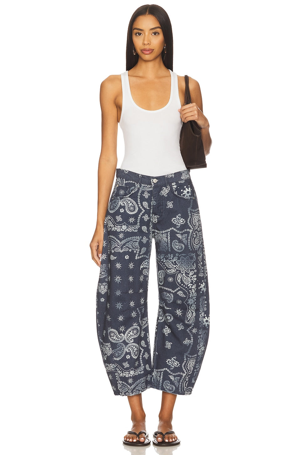 We The Free Good Luck Printed Barrel Jeans