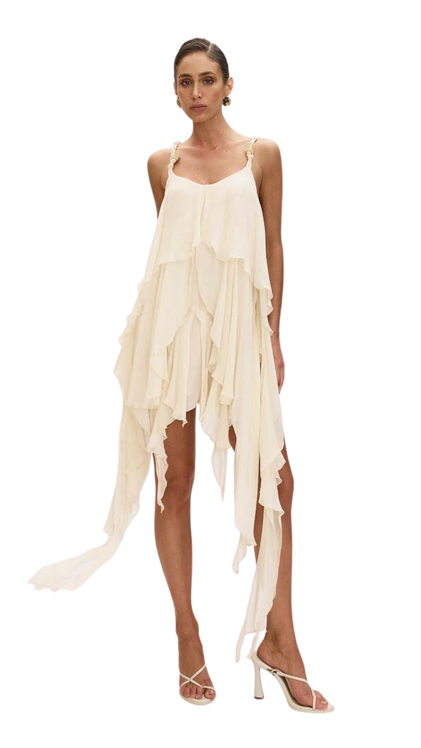 Short Asymmetrical Dress With Ruffles Marguerite