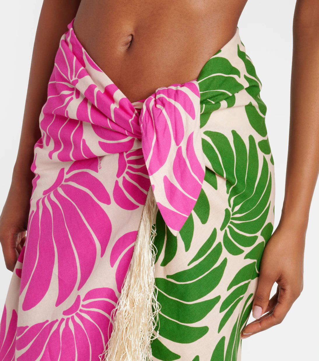 Floral Fringed Linen-Blend Beach Cover-Up