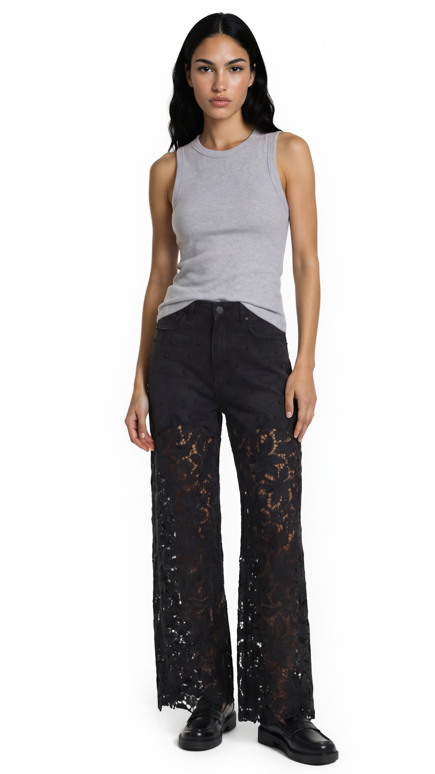 Lace Denim Pants