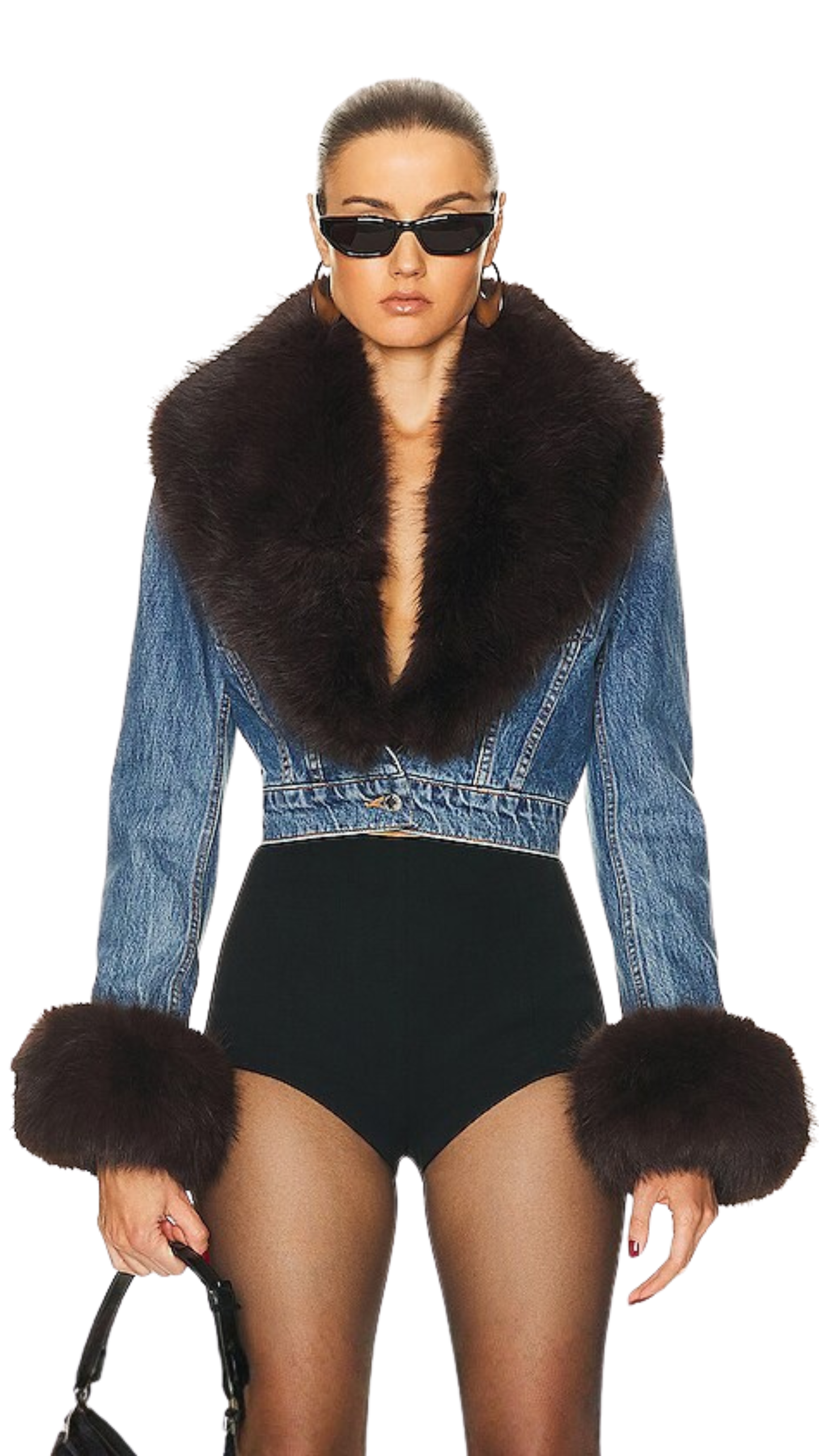 Vintage Indigo Fox Fur Denim Jacket