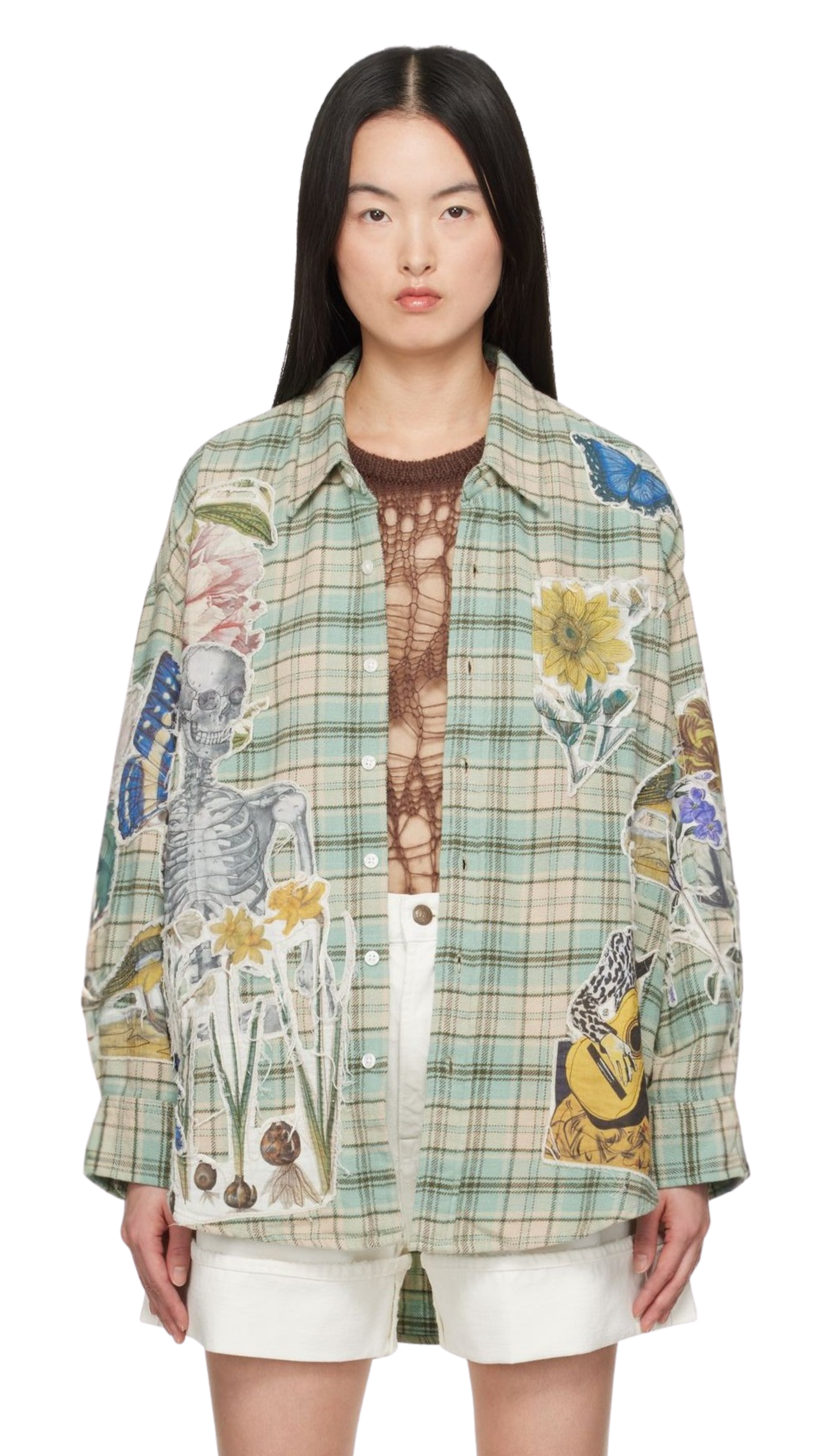 Oversized Graphic Patchwork Flannel Shirt