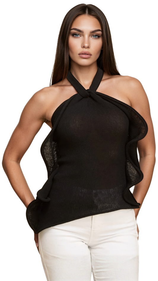 The Seraphina Halter Top - Black