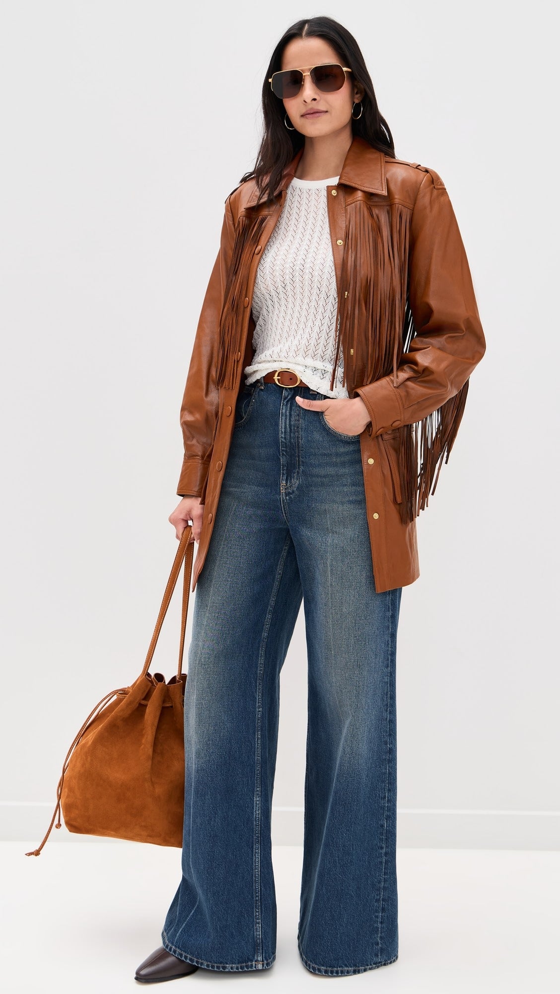Brown Fringes Leather Coat
