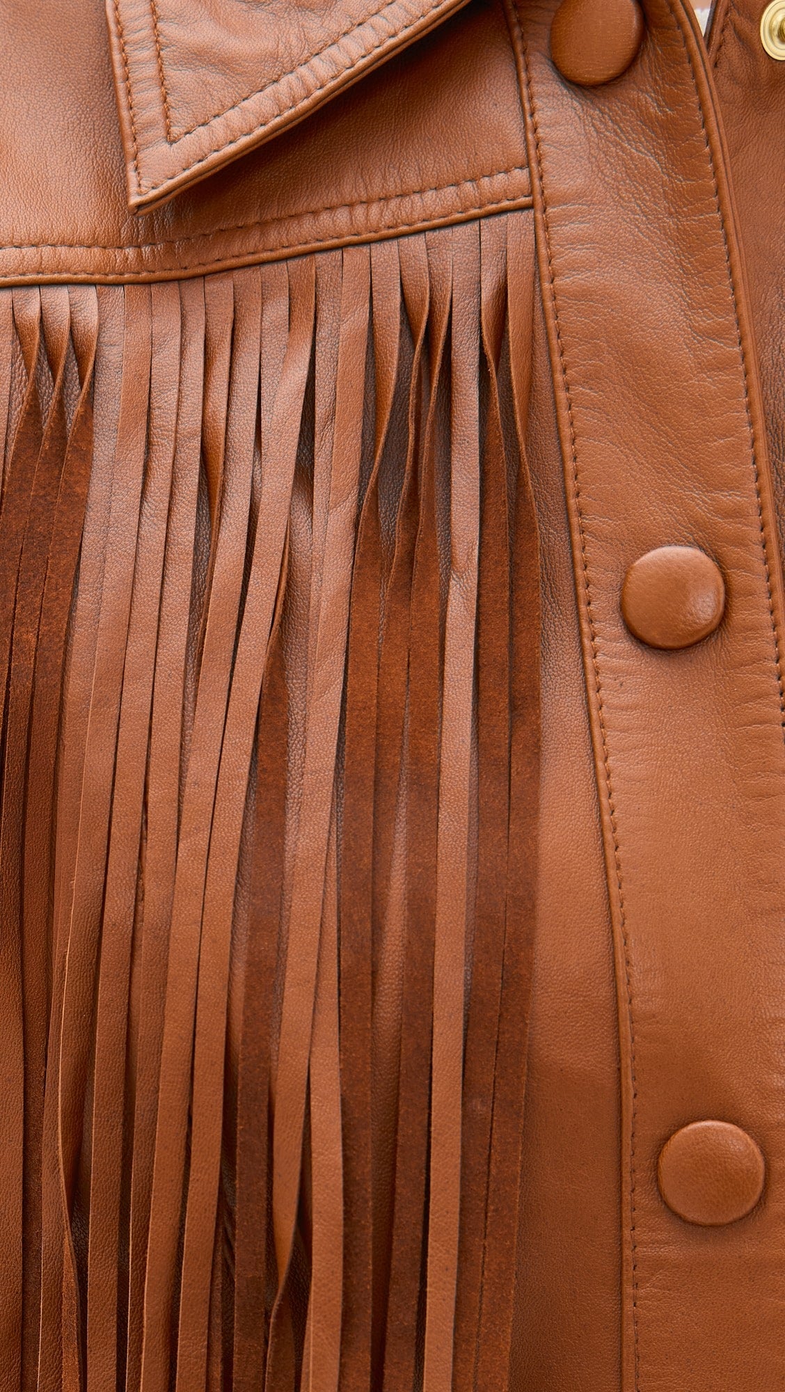 Brown Fringes Leather Coat