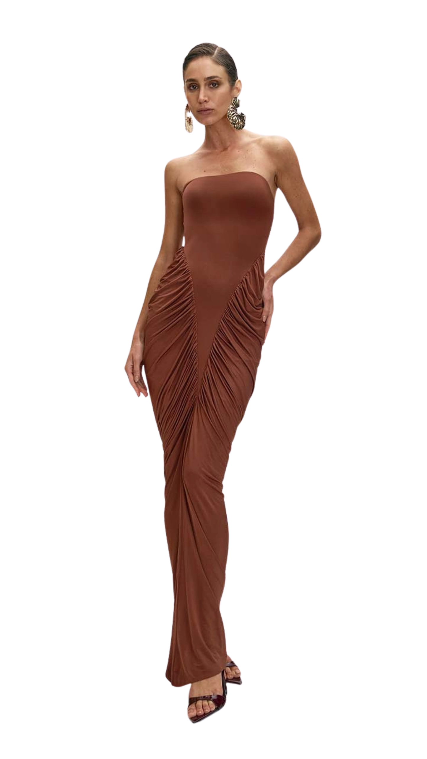Long Draped Strapless Mook Dress