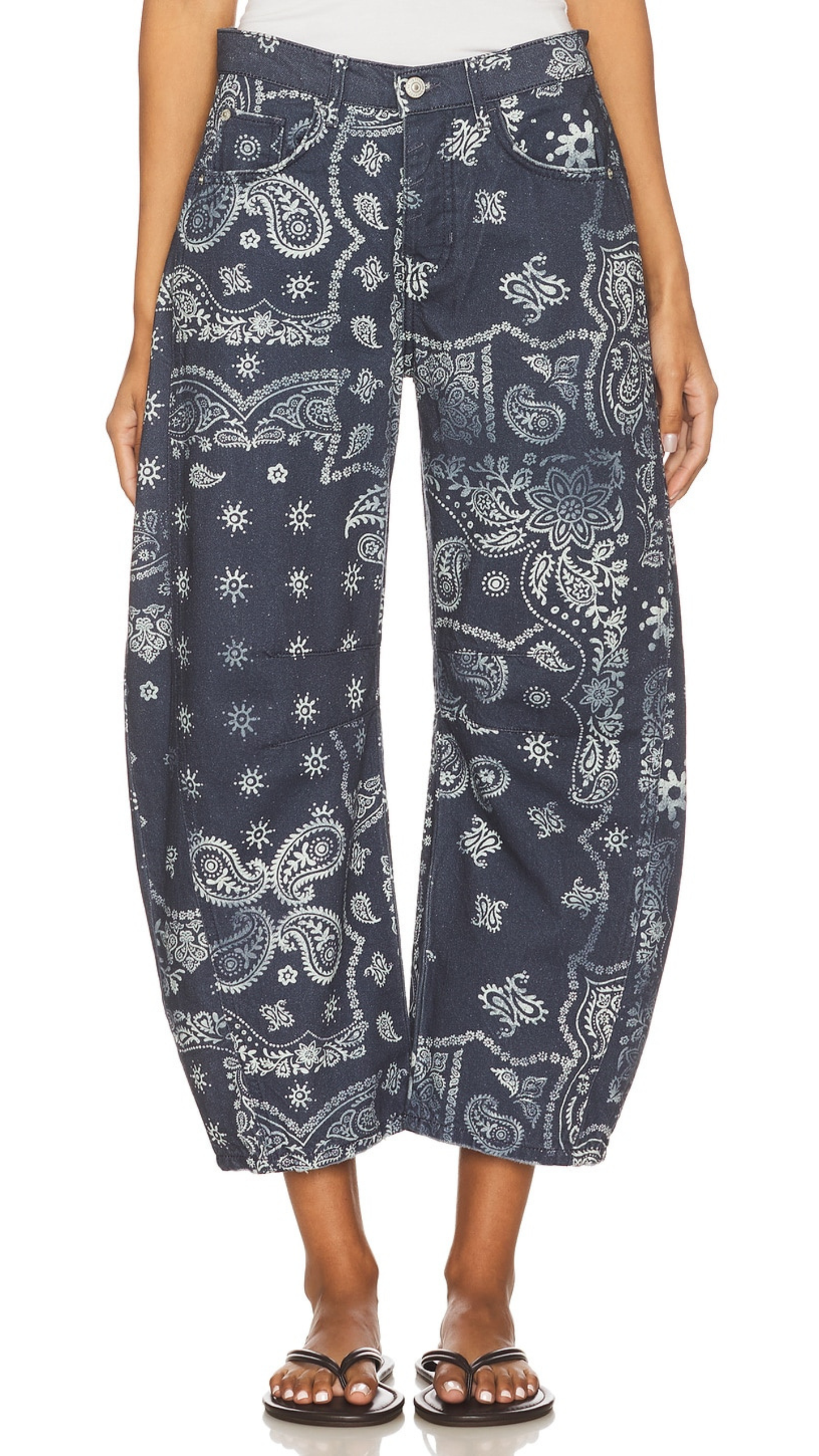 We The Free Good Luck Printed Barrel Jeans