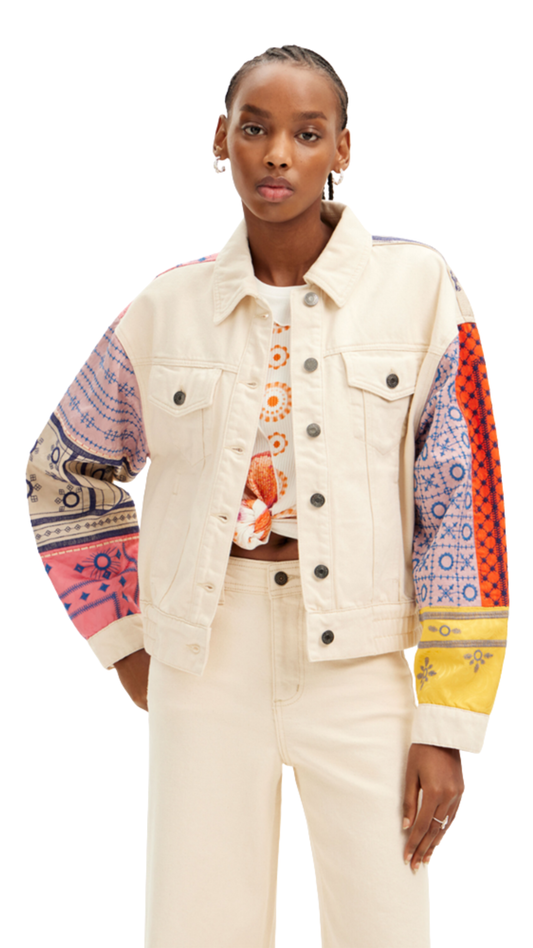Short Embroidered Denim Jacket