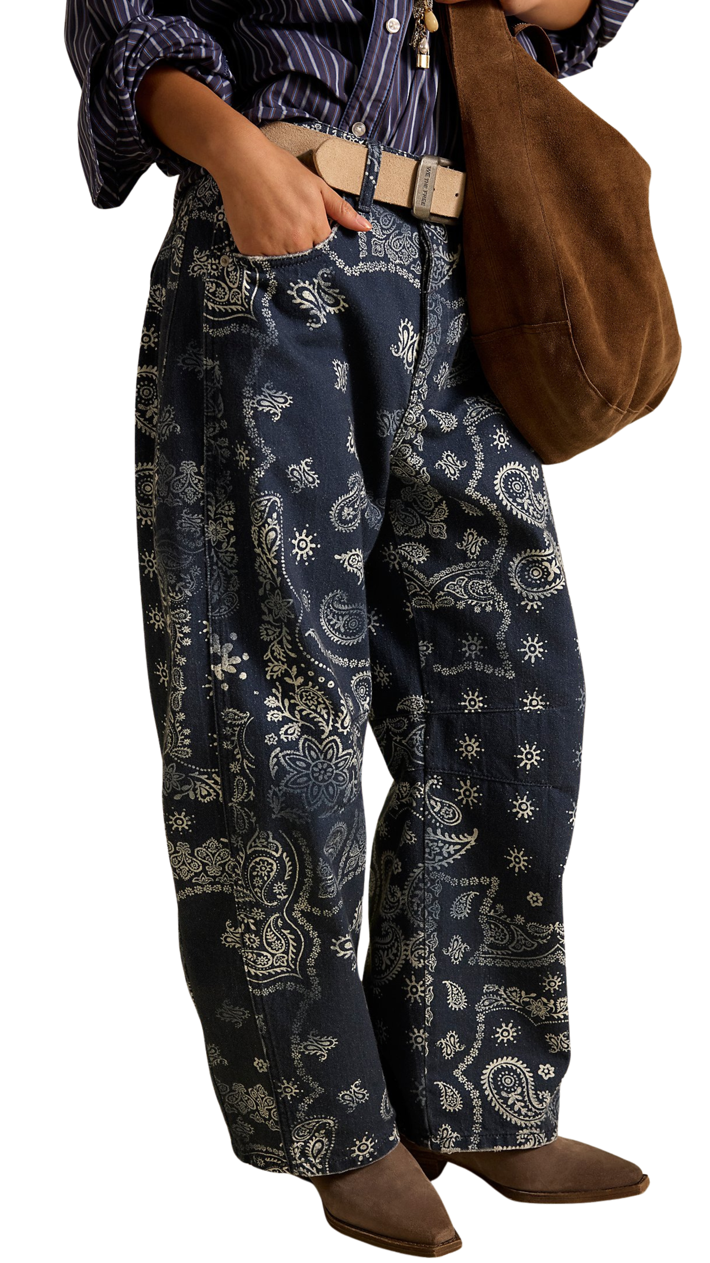 We The Free Good Luck Printed Barrel Jeans