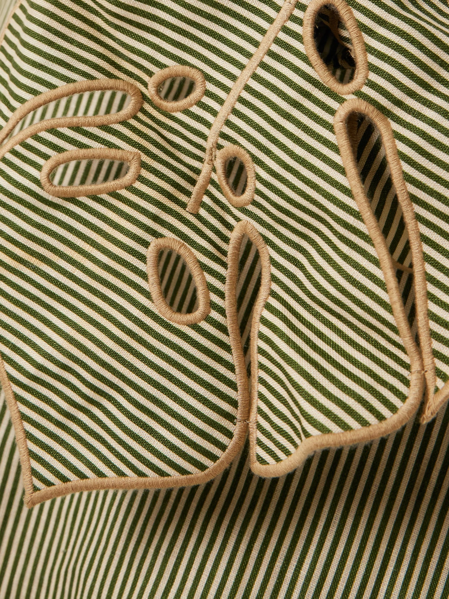 Striped 3d Monstera Leaf Midi Dress
