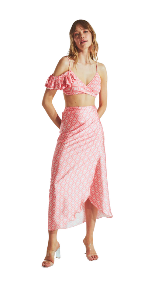 Pinky Wrap Skirt Set