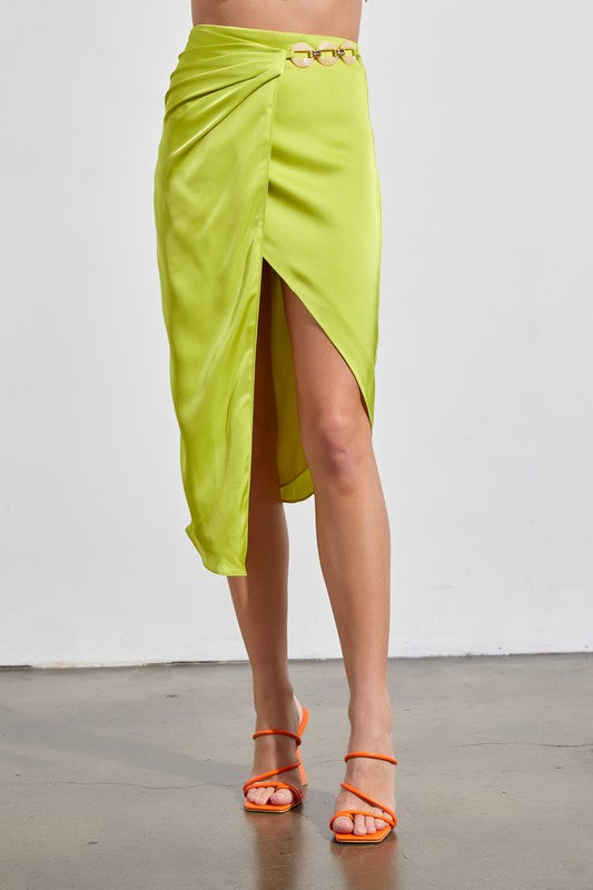 Lime belted skirt