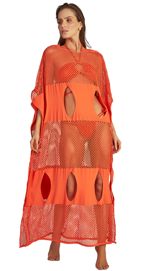 Nets and Holes Kaftan Orange